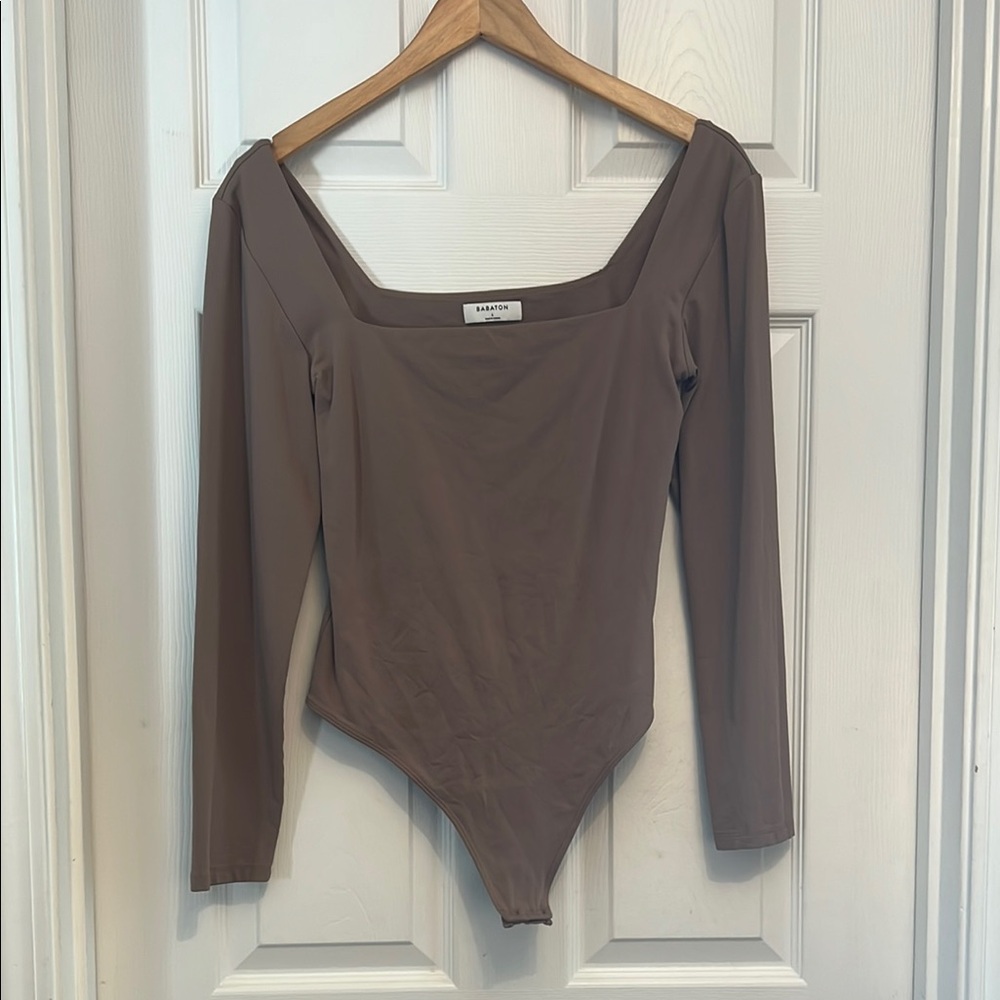 Babaton Taupe Long Sleeve Bodysuit